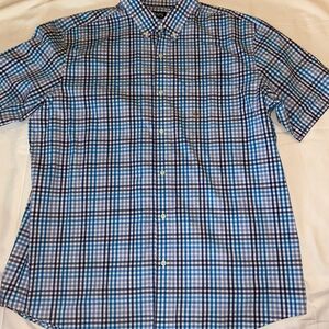 Chaps Blue and White Plaid Button Down Shirt